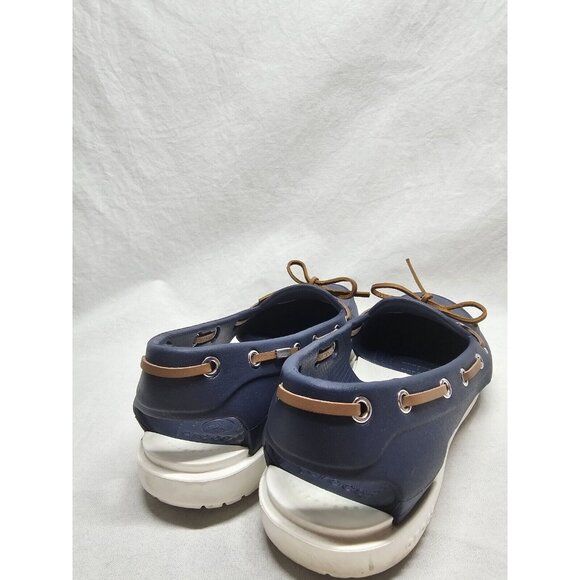 Crocs Shoes Womens Boatline Boat Blue Rubber Cutout Laces Flat Heel Slip On 6 - Picture 4 of 7